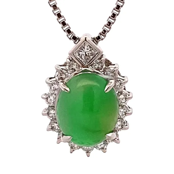 Pt・Pm850 翡翠・ダイヤモンド ネックレス 4.4ct