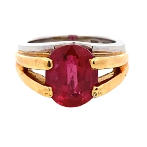 Pt850/K18 タイ産パープリッシュレッドルビー リング 4.682ct