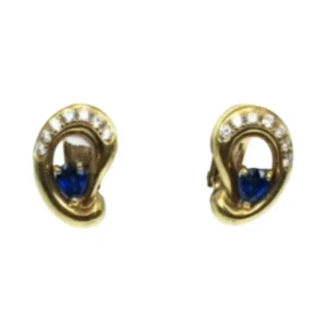 K18/K14WG サファイア ダイヤ ピアス 0.77ct
