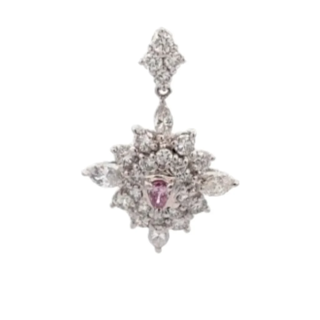 Pt・Pm900 ピンクダイヤモンド・ダイヤモンド ペンダントトップ 0.06 ct 0.9・0.15 ct