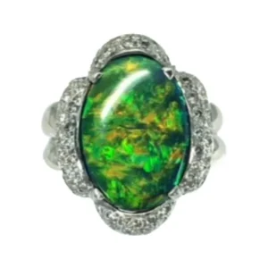 PT ブラックオパール・ダイヤモンド リング 7.37ct
