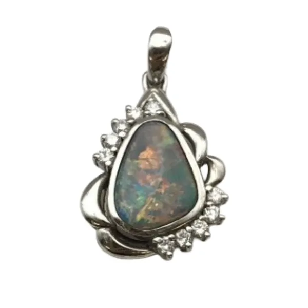 Pt900 ブラックオパール・ダイヤモンド ネックレス 4.922ct