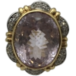 Pt900/K18(Kﾒｲﾝ) クンツァイト・メレダイヤモンド リング 26.61 ct 0.18 ct