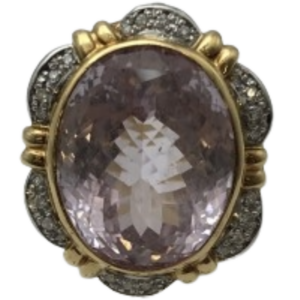 Pt900/K18(Kﾒｲﾝ) クンツァイト・メレダイヤモンド リング 26.61 ct 0.18 ct