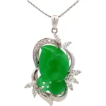 Pt850/Pt900 翡翠・ダイヤモンド 13.91・0.73ct