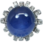 Pt・Pm850 ブルースターサファイア・ダイヤモンド リング SS38.07 ct D0.72 ct