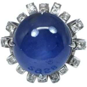 Pt・Pm850 ブルースターサファイア・ダイヤモンド リング SS38.07 ct D0.72 ct