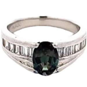 Pt・Pm900 ブラジル産アレキサンドライト・ダイヤ リング 1.31ct