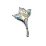 Pt・Pm900 オパール・パライバトルマリン・ダイヤ ブローチ 4.349 ct 0.335・0.374 ct