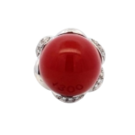 Pt・Pm900 サンゴ・ダイヤ リング 0.1 ct