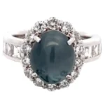 Pt・Pm900 インド産アレキサンドライトキャッツアイ・ダイヤ リング 5.75ct
