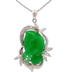 Pt850/Pt900 翡翠・ダイヤモンド 13.91・0.73ct