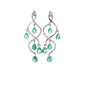 K18 エメラルド・ダイヤモンド ピアスイヤリング E5.52・D1.11 ct