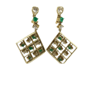 K18 エメラルド・ダイヤ ピアス/イヤリング 1.73・D1.6 ct