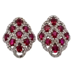 Pt900/K18 ルビー・ダイヤモンド イヤリング/ピアス R5.95・D2.0ct