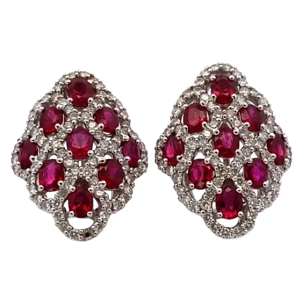 Pt900/K18 ルビー・ダイヤモンド イヤリング/ピアス R5.95・D2.0ct