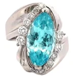 Pt・Pm900 モザンビーク産パライバトルマリン・ダイヤ リング  3.524ct