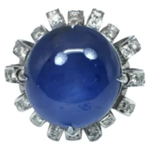 Pt･Pm850 ブルースターサファイア・ダイヤモンド リング SS38.07 ct D0.72 ct