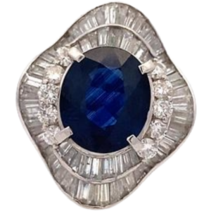 Pt・Pm900 タイ産ブルーサファイア・ダイヤモンド 5.2・D3.13ct