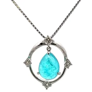 Pt850/Pt900 パライバトルマリン・ダイヤ ネックレス/ペンダントトップ 2.70ct