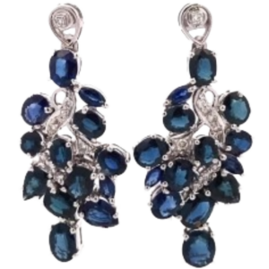 K18 サファイア・ダイヤモンド ピアス/イヤリング S9.88・D0.25 ct