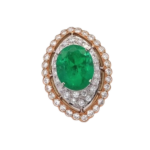 Pt900/K18[Kﾒｲﾝ] コロンビア産エメラルド・ダイヤ リング 6.64 ct 2.07 ct