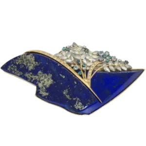 Pt900/K18 ラピスラズリ・パライバトルマリン・多色石 ブローチ 0.21・1.21・0.33 ct