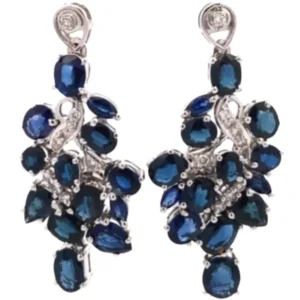 K18 サファイア・ダイヤモンド ピアス/イヤリング S9.88・D0.25 ct