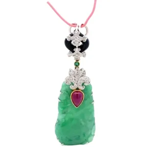 Pt900/K18[Ptﾒｲﾝ] 翡翠・多色石　ネックレス