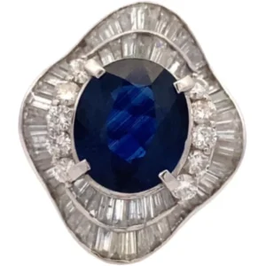 Pt･Pm900 タイ産ブルーサファイア・ダイヤモンド 5.2・D3.13ct