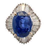 Pt/Pm スリランカ産非加熱ブルーサファイア・ダイヤモンド リング 12.62・2.62ct