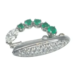 Pt･Pm900 エメラルド・ダイヤモンド ブローチ 0.529 ct 0.64・E0.55・D0.01 ct