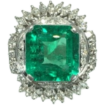 Pt・Pm900 コロンビア産エメラルド・ダイヤモンド リング 9.93 ct D1.52 ct