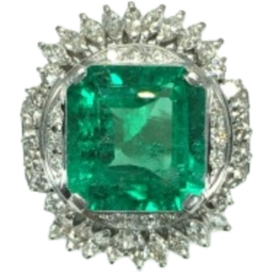 Pt･Pm900 コロンビア産エメラルド・ダイヤモンド リング 9.93 ct D1.52 ct