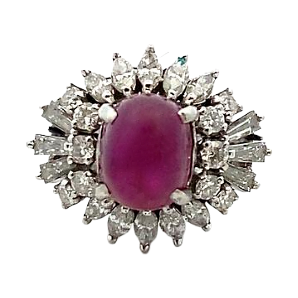 Pt･Pm900 スタールビー・ダイヤモンド 5.35・1.28ct