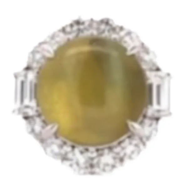 Pt･Pm900 クリソベリルキャッツアイ・ダイヤモンド リング 8.934 ct 1.28 ct