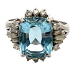 Pt･Pm900 アクアマリン・ダイヤモンド リング 5.64・0.63ct