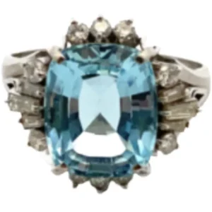 Pt･Pm900 アクアマリン・ダイヤモンド リング 5.64・0.63ct