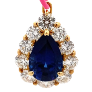 K18 スリランカ産ブルーサファイア・ダイヤモンド ネックレス / ペンダントトップ 4.6・2.6ct