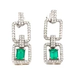 K18 エメラルド・ダイヤモンド ピアス 0.57・0.62・D0.88ct