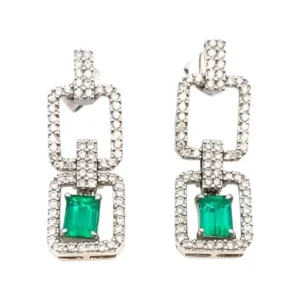 K18 エメラルド・ダイヤモンド ピアス 0.57・0.62・D0.88ct