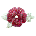 K18WG ルビー・ダイヤモンド ブローチ 8.1・D0.77ct