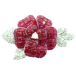 K18WG ルビー・ダイヤモンド ブローチ 8.1・D0.77ct