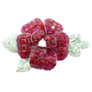 K18WG ルビー・ダイヤモンド ブローチ 8.1・D0.77ct