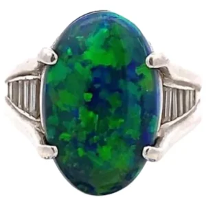 Pt･Pm900 ブラックオパール・ダイヤモンド 7.65・D0.63ct