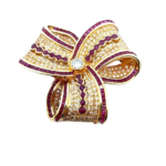 K18 ルビー・ダイヤモンド ブローチ R7.1・D0.38・D2.43ct