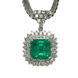 Pt850Pt900 コロンビア産エメラルド・ダイヤ ネックレスペンダントトップ 8.84 ct 3.11 ct