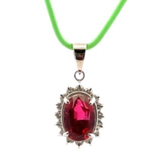 Pt･Pm900 レッドスピネル・ダイヤモンド ネックレス/ペンダントトップ 1.66ct