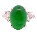 Pt･Pm900 翡翠・ダイヤモンド リング D0.66ct