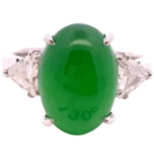 Pt･Pm900 翡翠・ダイヤモンド リング D0.66ct